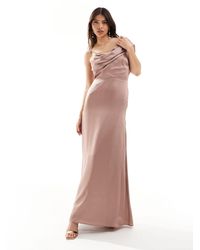 TFNC London - Bridesmaid Satin One Shoulder Drape Maxi Dress - Lyst