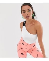 Collusion Body monospalla con spallina a contrasto - Bianco