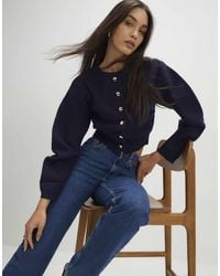 River Island - Knitted Structured Sleeve Cardigan - Lyst
