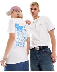 Vans - T-shirt bianca con stampa di palme sul retro - Lyst