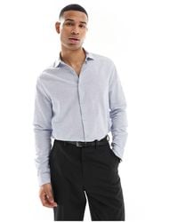 ASOS - Regular Smart Linen Shirt With Cut Away Collar - Lyst
