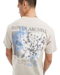 Only & Sons - Relaxed Fit T-shirt With Botanical Back Print - Lyst