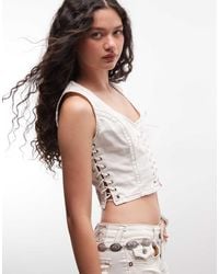 TRUE RELIGION - Lace Up Denim Top - Lyst