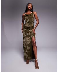 ASOS - Draped Skirt Overlay Maxi Dress With Dropped Waist And Embellishment - Lyst