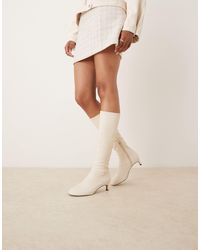 ASOS - Coral Round Toe Sock Knee Boots - Lyst