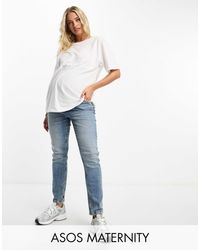 ASOS - Asos Design Maternity Slim Fit Comfort Mom Jeans - Lyst