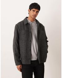 ASOS - Surchemise imitation laine - anthracite à chevrons - Lyst