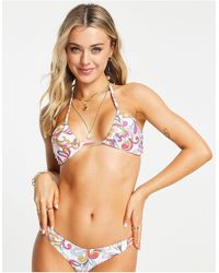 New Look - Top bikini con stampa floreale astratta e spalline incrociate - Lyst
