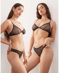 Monki - 2 Pack Soft Mesh Brazilian Thong - Lyst