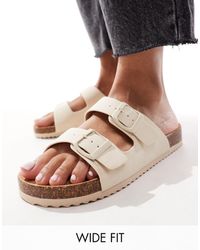Truffle Collection - Wide Fit Double Strap Footbed Sandals - Lyst