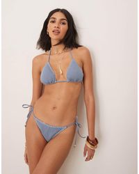 Stradivarius - Stitch Detail Tie Side Bikini Bottom - Lyst