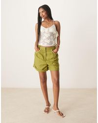 ASOS - Tailored Linen Look A-line Shorts With Pearl Detail - Lyst