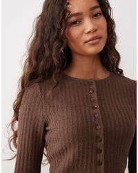 ASOS - Textured Button Through Long Sleeve Top - Lyst