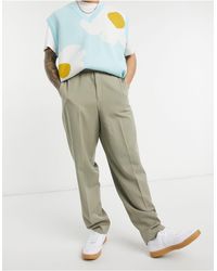 ASOS High Waist Slim Smart Trousers - Multicolour