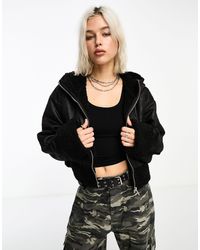Collusion - Faux Suede Short Aviator Jacket - Lyst