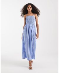 Pieces - Ruched Cotton Cami Maxi Dress - Lyst