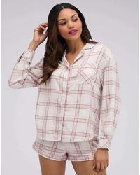 Boux Avenue - Checked Woven Short Pyjama Set With Revere Long Sleeve Top - Lyst