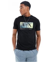 Armani Exchange - T-shirt nera con riquadro del logo sul petto - Lyst