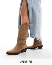 ASOS - Wide Fit Camden Flat Western Knee Boots - Lyst