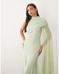 ASOS - Mesh Overlay Cape Maxi Dress With Godets - Lyst