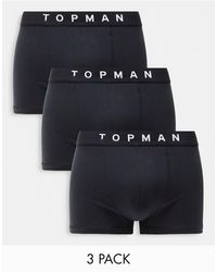 TOPMAN - Confezione da 3 paia di boxer aderenti neri con fascia - Lyst