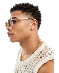 ASOS - Rectangle Sunglasses With Temple Detail - Lyst