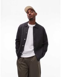 ARKET - Boiled Wool Oversized Cardigan With Button Front And Polo Collar - Lyst
