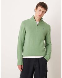 Polo Ralph Lauren - Icon Logo Heavyweight Cotton Knit Half Zip Jumper - Lyst