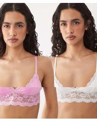 ASOS - 2 Pack Cotton Bra With Lace Trim - Lyst