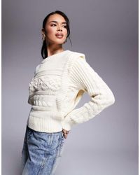 River Island - Cable Crop Jumper - Lyst