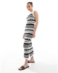 ONLY - – gehäkeltes midaxi-kleid mit schwarzem muster - Lyst