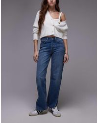TOPSHOP - Runway Mid Rise Straight Jean With Side Split - Lyst