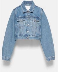 Pull&Bear - Shimmery Cropped Denim Jacket - Lyst