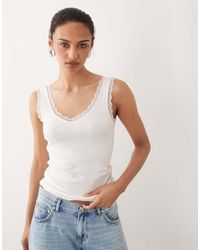 New Look - Lace Trim Singlet - Lyst
