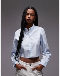 Tommy Hilfiger - – langärmlige cropped-hemdbluse aus popeline - Lyst