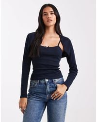 Miss Selfridge - – 2-in-1-set aus geripptem bolero und camisole - Lyst