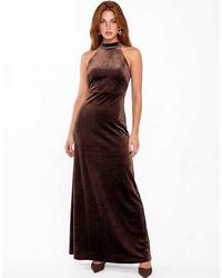 Maya - Halter Neck Velvet Maxi Dress - Lyst