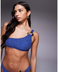 ASOS - Oceana Asymmetric One Shoulder Crop Bikini Top With Molten Hardware Detail - Lyst