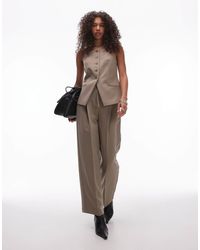 TOPSHOP - Pantalon habillé coupe bouffante taille mi-haute à pinces - camel - Lyst
