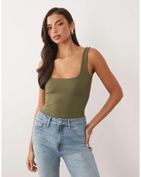 GOOD AMERICAN - Sculpting Modern Tank Square Neck Thong Bodysuit - Lyst