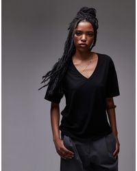 TOPSHOP - Slouchy V Neck Tee - Lyst