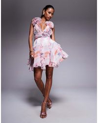 ASOS - Organza Ruffle Skater Mini Dress - Lyst
