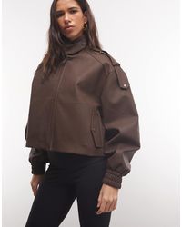 CERNUCCI - Boxy Faux Leather Funnel Neck Jacket - Lyst