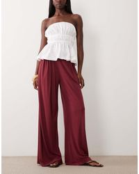 ASOS - Viscose Linen Super Wide Leg Trouser - Lyst