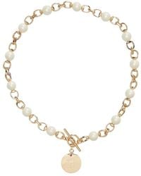 Lauren Ralph Lauren Jewellery - Lauren By Ralph Lauren Jewellery Tone & Faux Pearl & Logo Coin Necklace - Lyst
