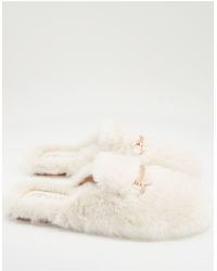 Public Desire Man Rococo Faux Fur Bar Slippers - White