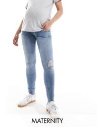 ONLY - Blush Skinny Jeans With Frayed Hem - Lyst