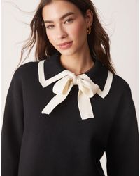 Y.A.S - Bow Neck Long Sleeve Knit Top - Lyst