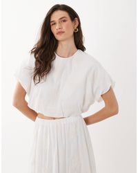 Mango - 100% Cotton Bubble Hem Crop Top - Lyst