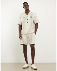 River Island - Cream Regular Fit Stripe Pull On Shorts - Lyst
